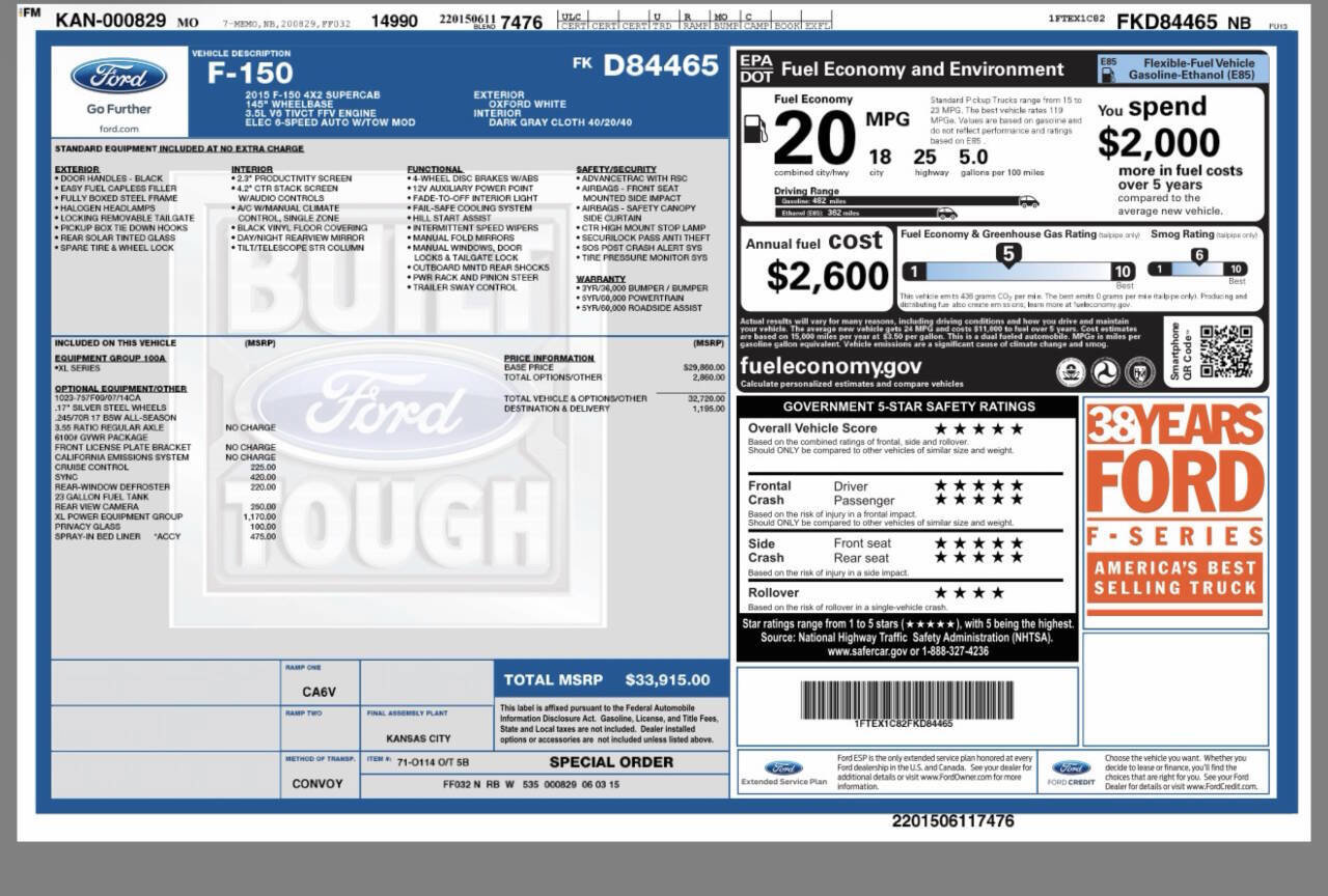 Used 2015 Ford F150 XL w/ XL Power Equipment Group image 5
