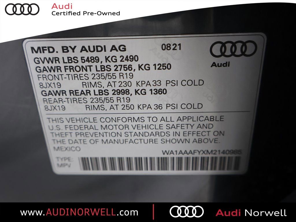 Certified 2021 Audi Q5 2.0T Premium w/ Convenience Package AWD/4WD image 2