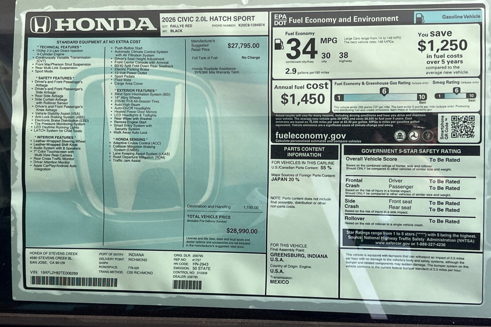 New 2026 Honda Civic Sport image 31