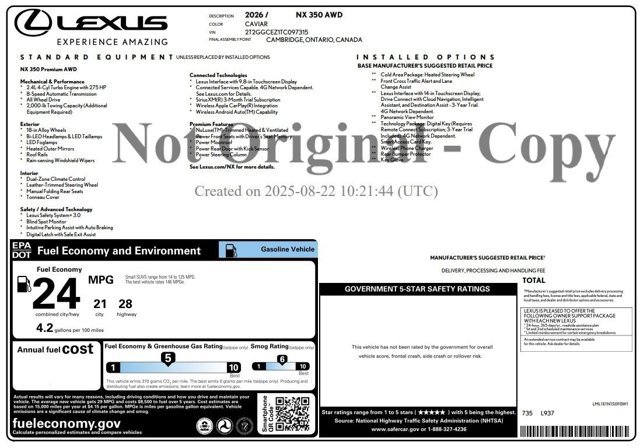 Used 2026 Lexus NX 350 AWD w/ Cold Area Package image 2