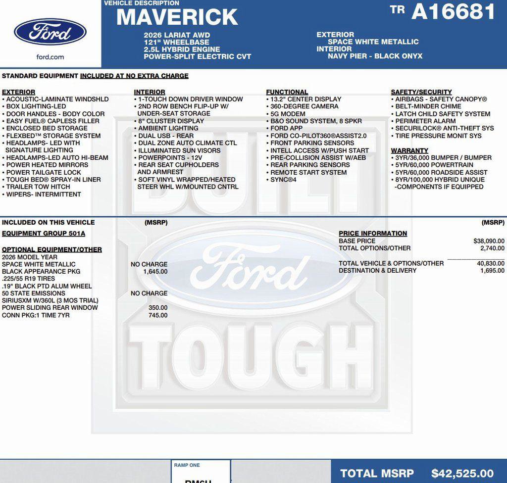 New 2026 Ford Maverick Lariat w/ Black Appearance Package image 2