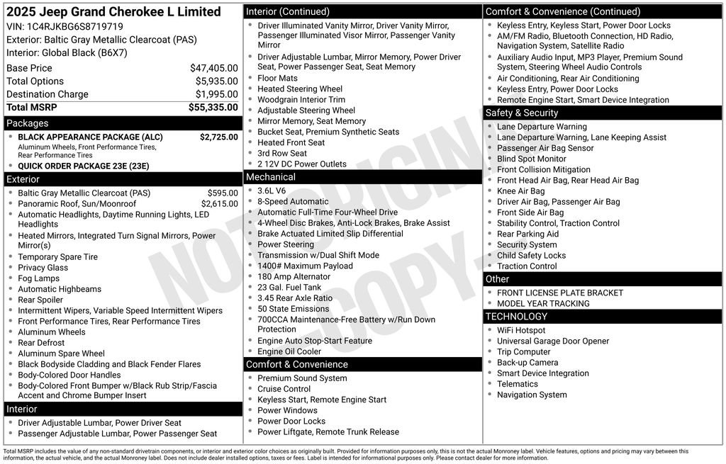 New 2025 Jeep Grand Cherokee L Limited w/ Black Appearance Package image 2