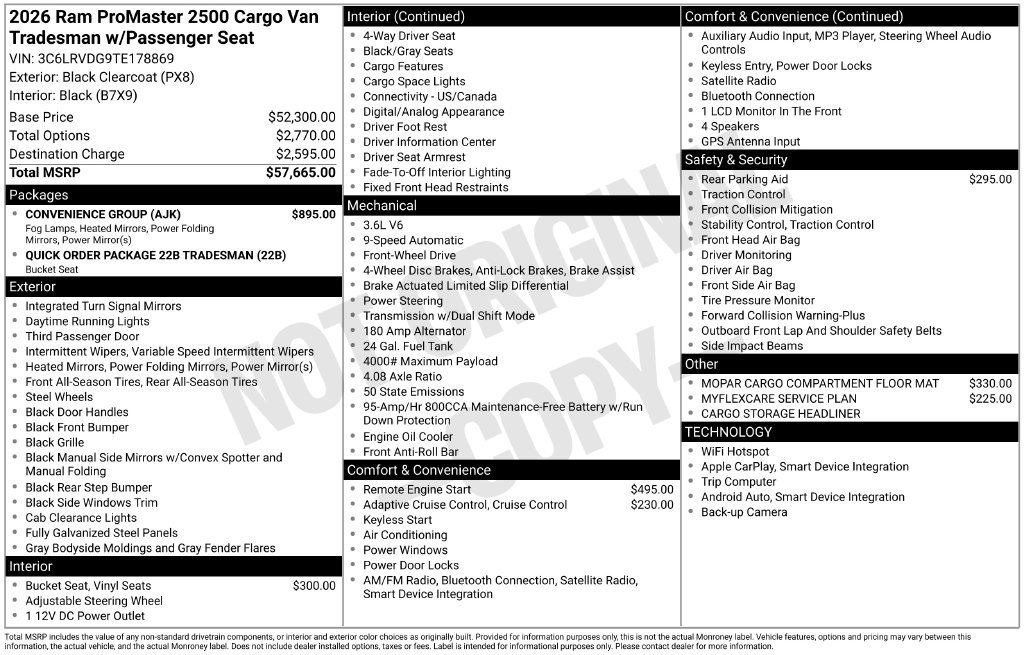 New 2026 RAM ProMaster 2500 w/ Convenience Group FWD image 5