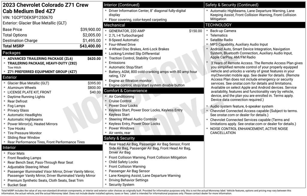 Used 2023 Chevrolet Colorado Z71 w/ Advanced Trailering Package AWD/4WD image 27