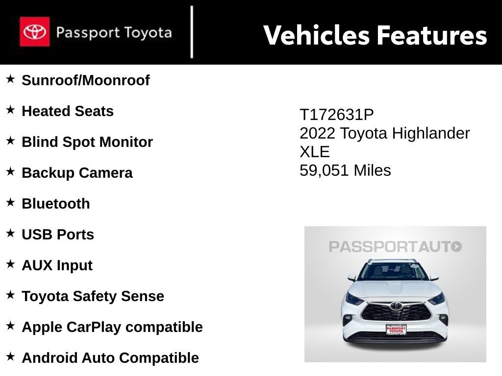 Used 2022 Toyota Highlander XLE AWD/4WD image 10