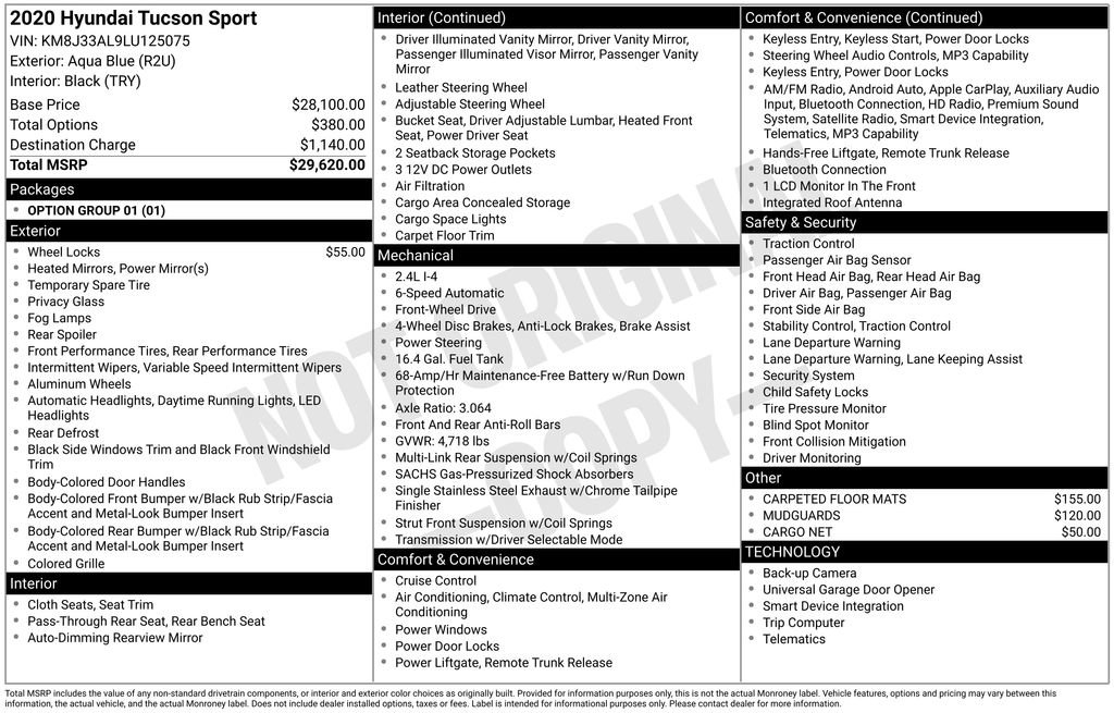 Used 2020 Hyundai Tucson Sport FWD image 37