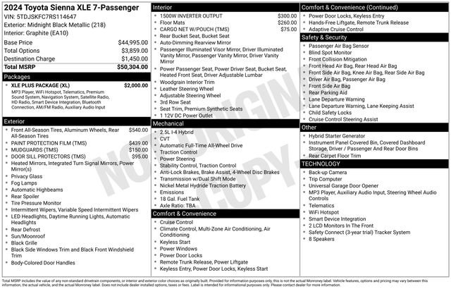 Used 2024 Toyota Sienna XLE w/ XLE Plus Package AWD/4WD image 9