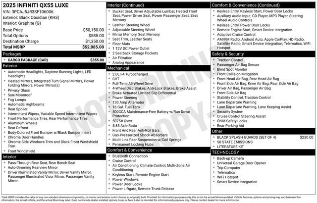 Used 2025 INFINITI QX55 Luxe w/ Cargo Package image 40