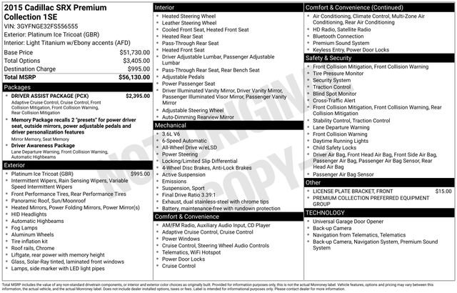 Used 2015 Cadillac SRX Premium w/ Driver Assist Package AWD/4WD image 45