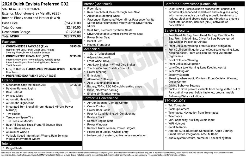 New 2026 Buick Envista Preferred w/ Convenience I Package FWD image 39