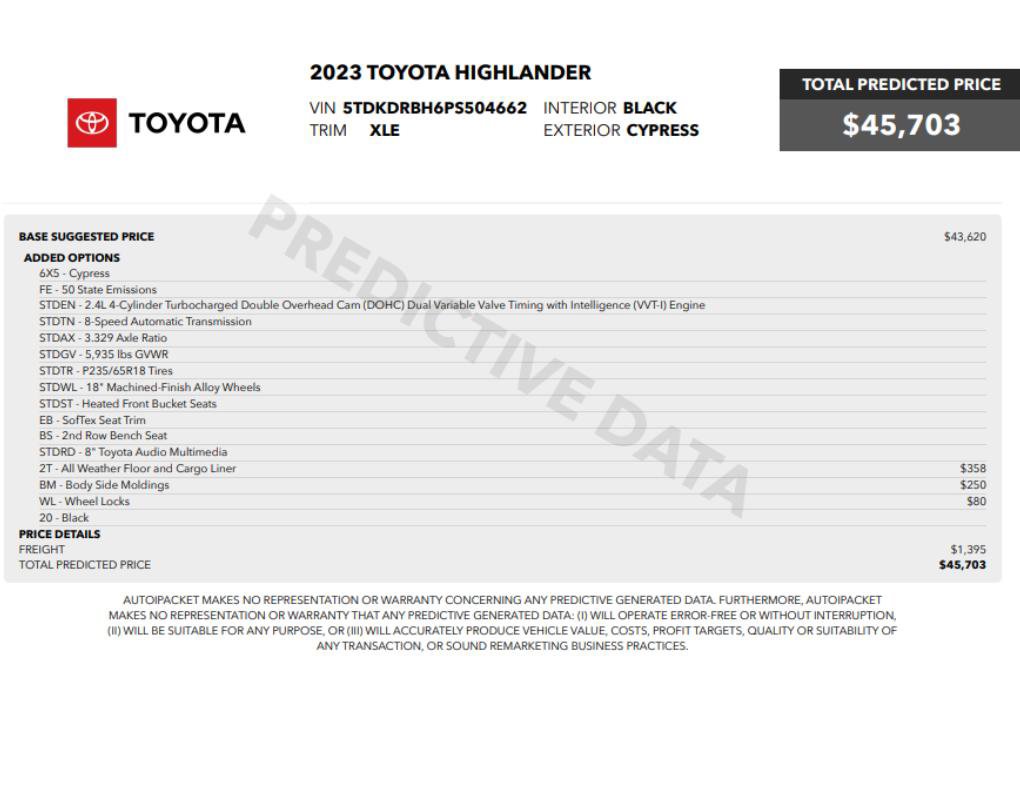 Used 2023 Toyota Highlander XLE AWD/4WD image 2