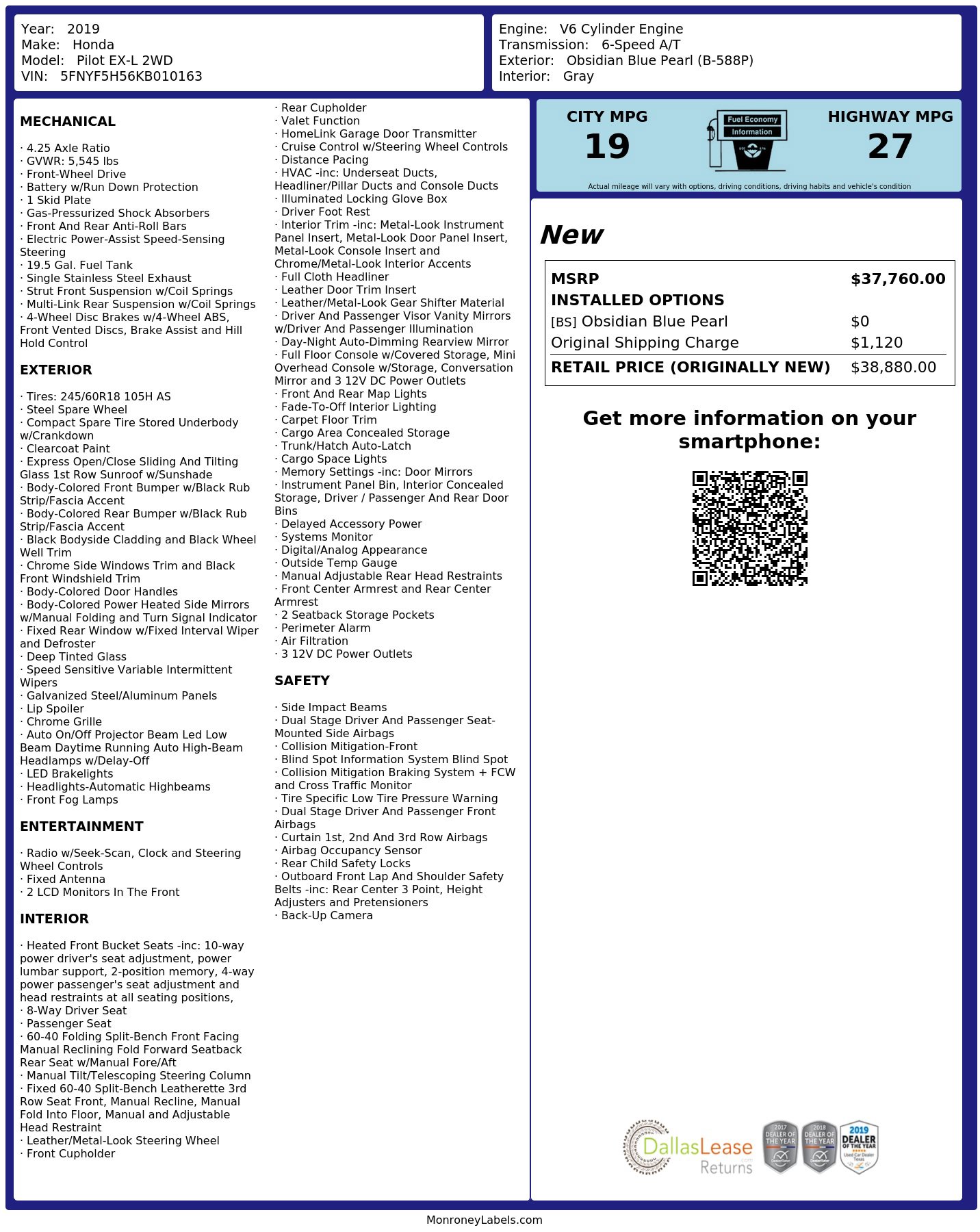 Used 2019 Honda Pilot EX-L image 3