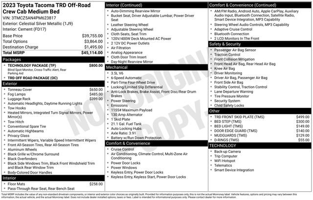 Certified 2023 Toyota Tacoma TRD Off-Road w/ Technology Package AWD/4WD image 39
