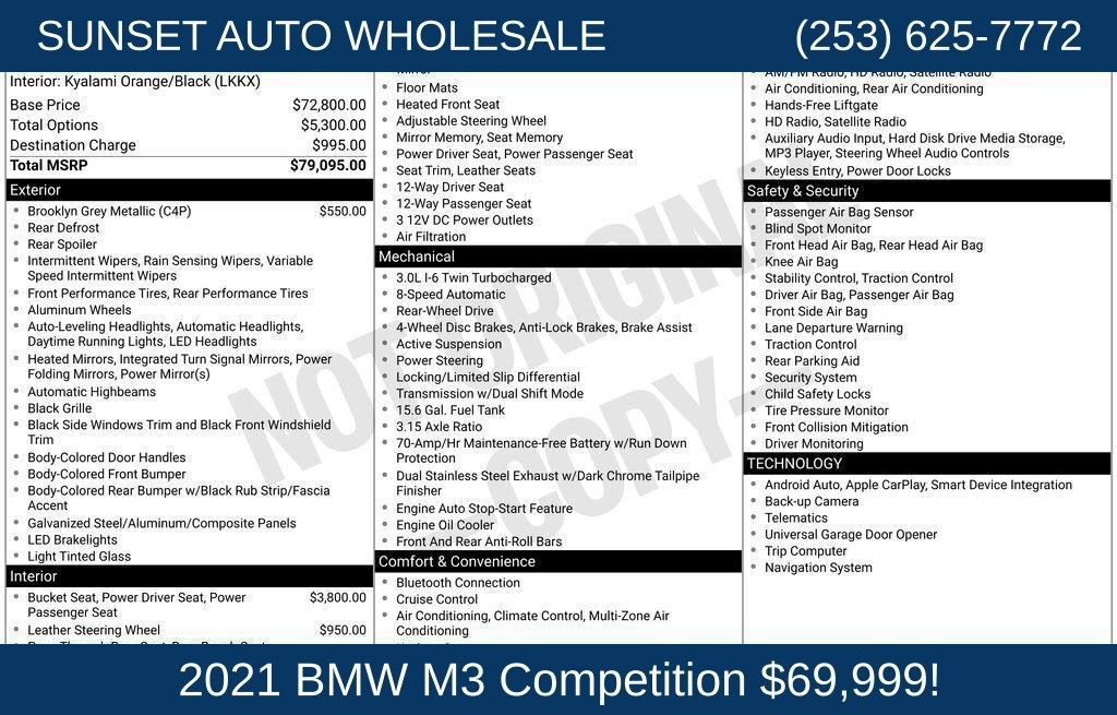 Used 2021 BMW M3 Competition RWD image 47