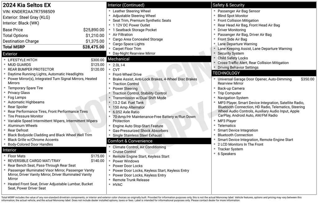 Used 2024 Kia Seltos EX FWD image 2