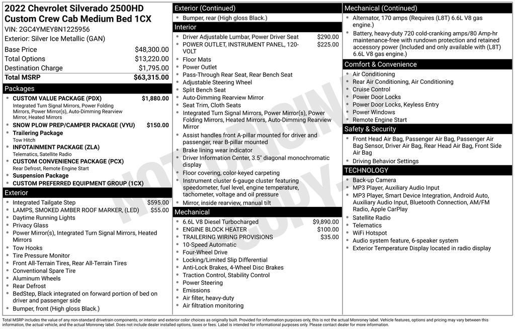 Used 2022 Chevrolet Silverado 2500 Custom w/ Custom Value Package AWD/4WD image 36