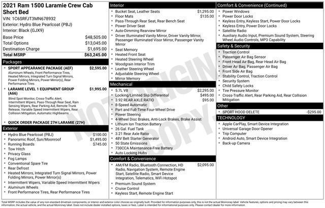 Used 2021 RAM 1500 Laramie w/ Sport Appearance Package image 34