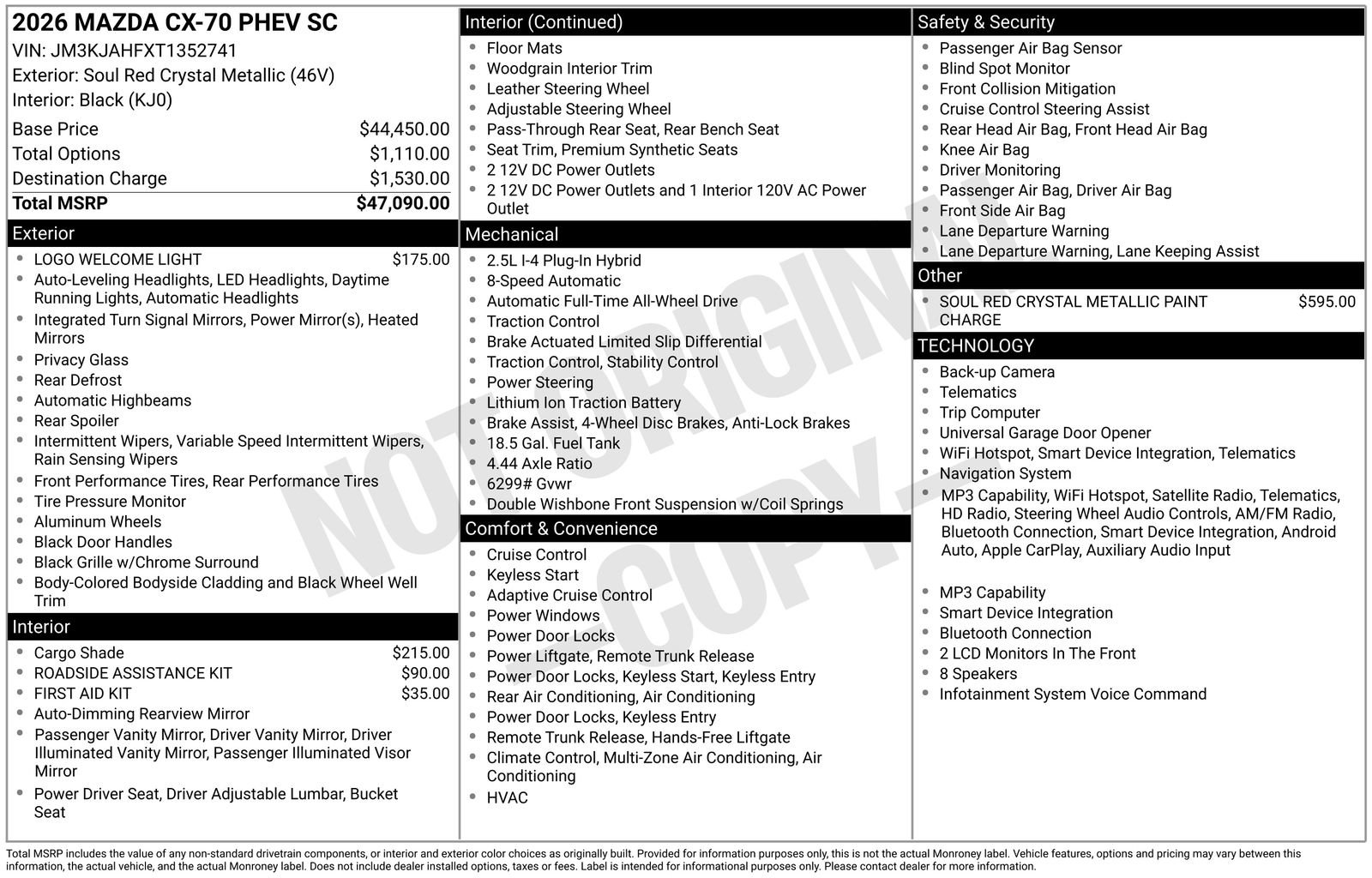 New 2026 MAZDA CX-70 SC AWD/4WD image 4