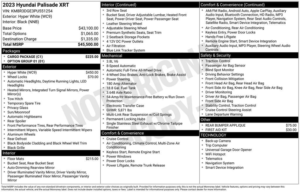 Used 2023 Hyundai Palisade XRT w/ Cargo Package image 43