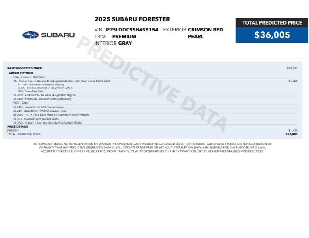Used 2025 Subaru Forester Premium w/ Convenience Package #1 AWD/4WD image 2