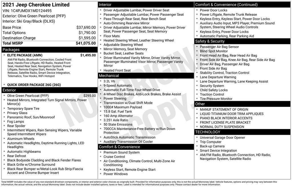 Used 2021 Jeep Cherokee Limited w/ Elite Package image 9