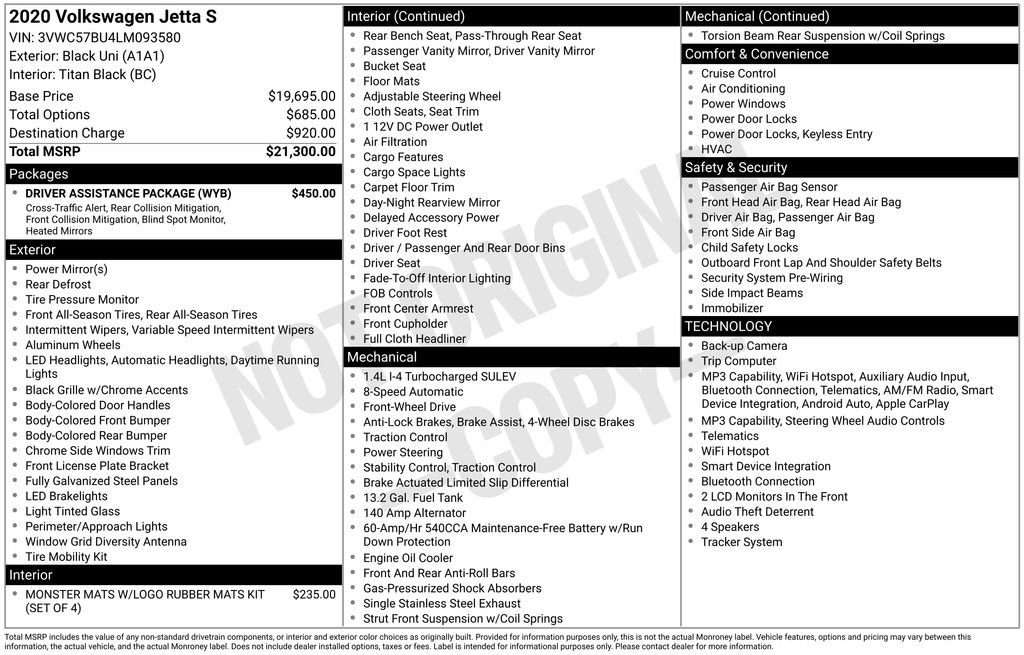 Used 2020 Volkswagen Jetta S w/ Driver Assistance Package image 26