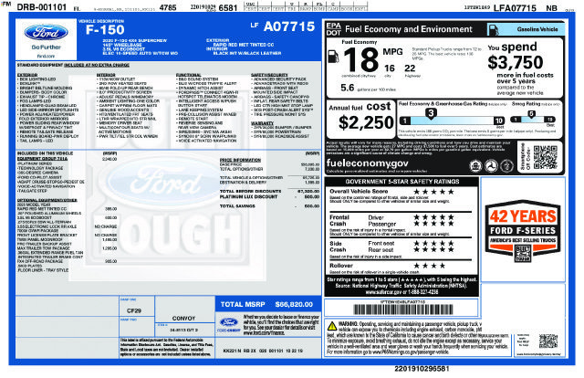 Certified 2020 Ford F150 Platinum w/ Equipment Group 701A Luxury AWD/4WD image 2