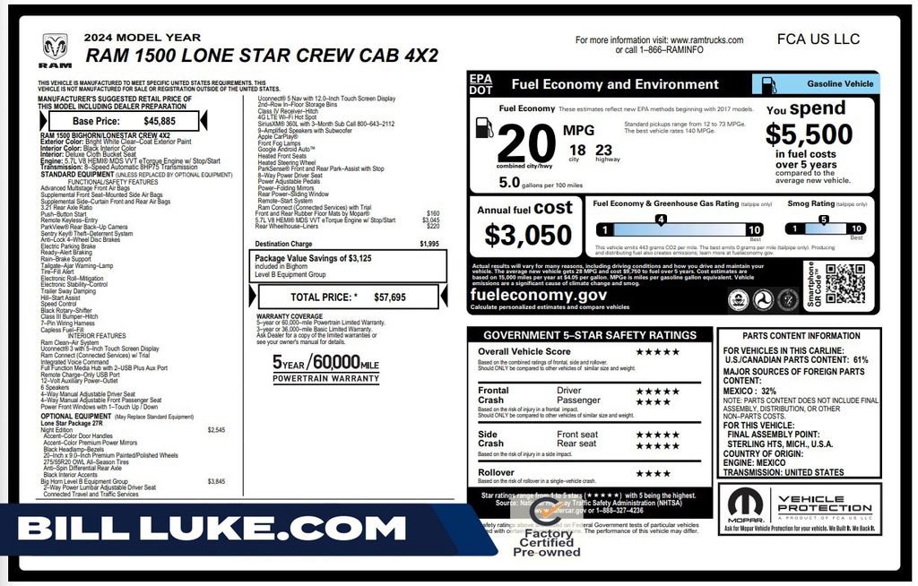 Certified 2024 RAM 1500 Lone Star RWD image 4