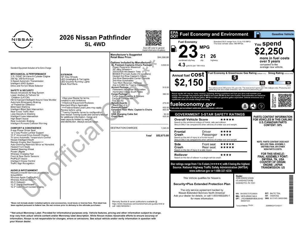 New 2026 Nissan Pathfinder SL w/ SL Premium Package AWD/4WD image 6