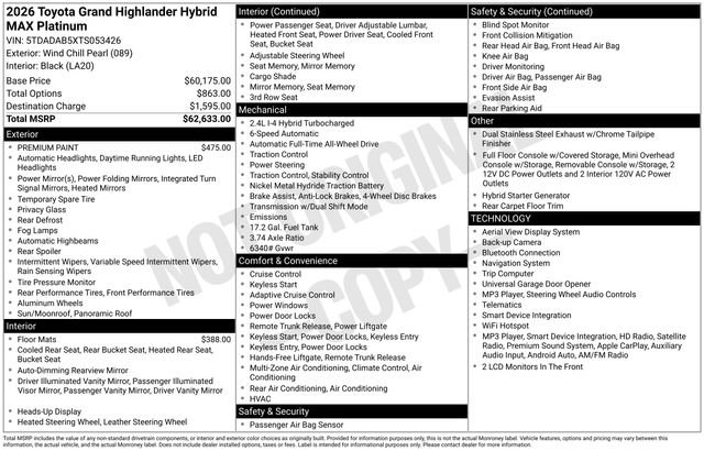 Used 2026 Toyota Grand Highlander AWD Hybrid image 37