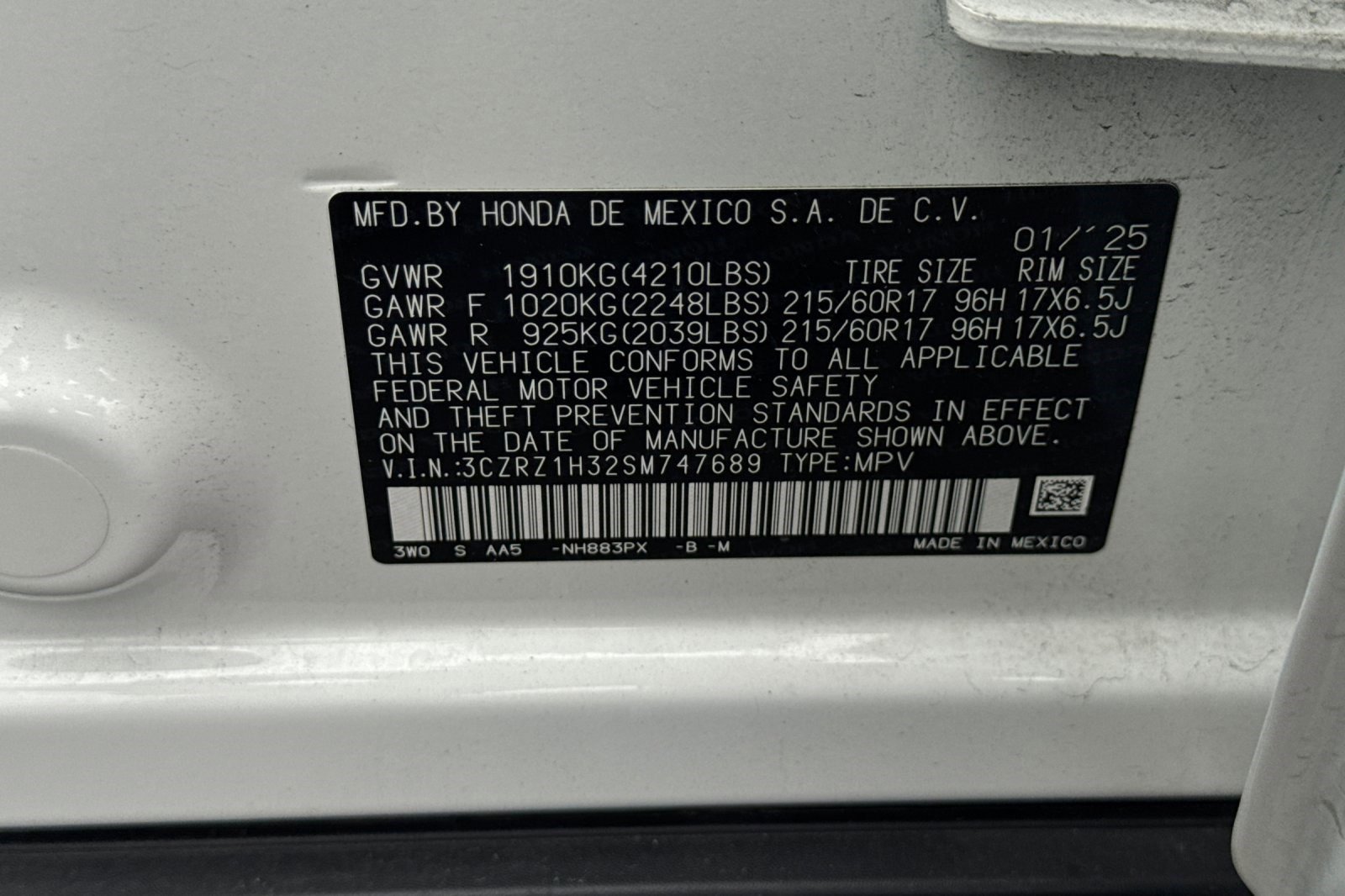 Certified 2025 Honda HR-V LX image 20