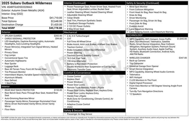 Used 2025 Subaru Outback Wilderness AWD/4WD image 2