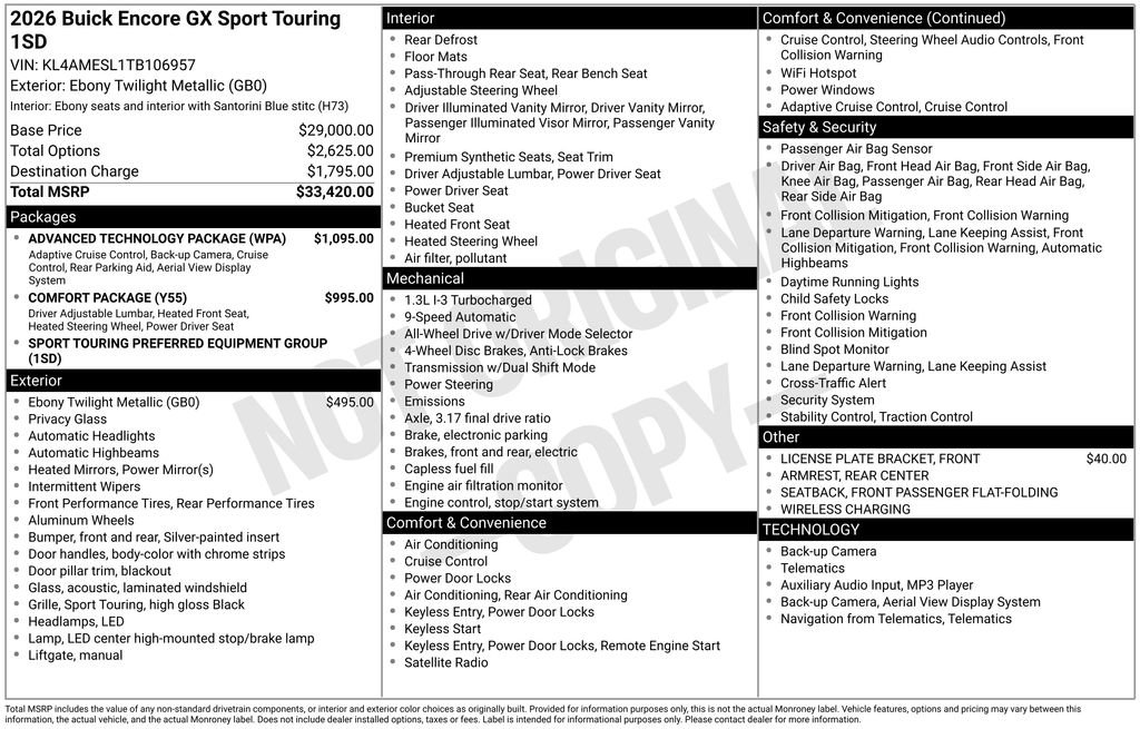 New 2026 Buick Encore GX Sport Touring w/ Advanced Technology Package image 2