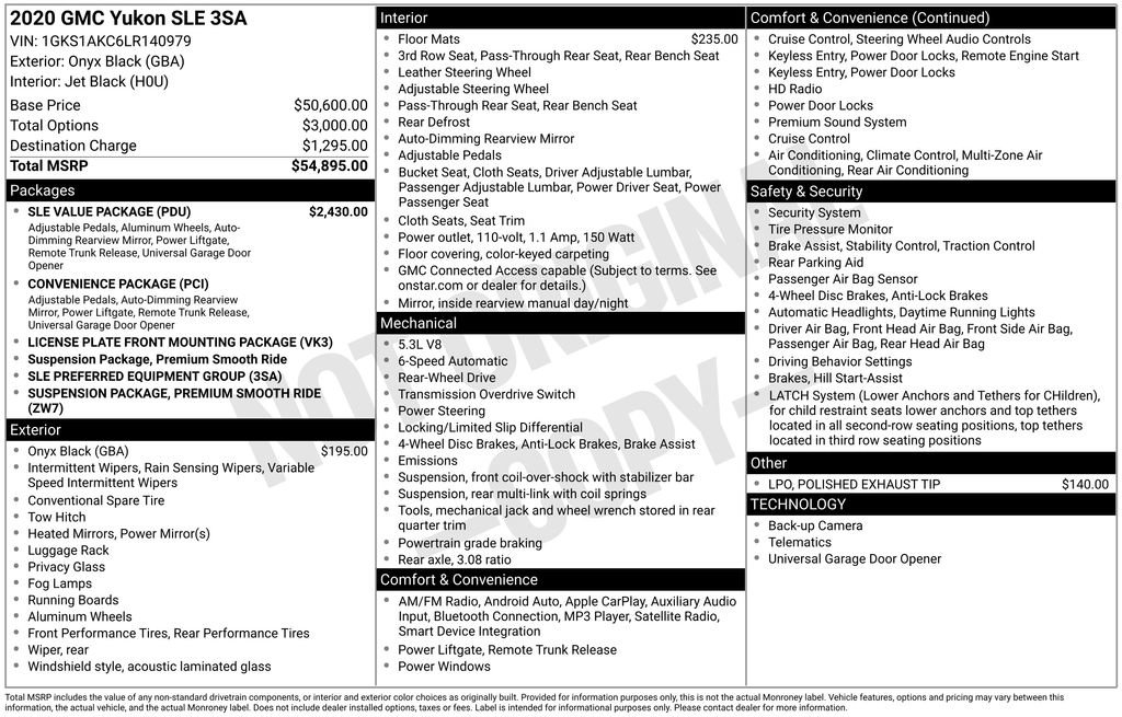 Used 2020 GMC Yukon SLE w/ SLE Value Package image 33