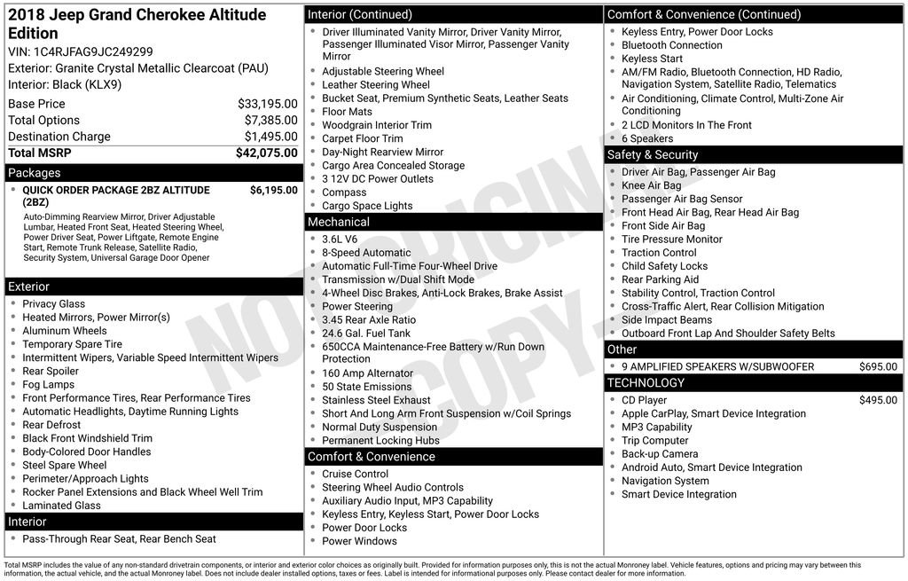 Used 2018 Jeep Grand Cherokee Altitude AWD/4WD image 6