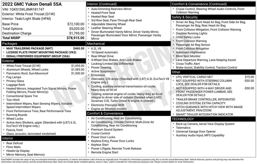 Certified 2022 GMC Yukon Denali w/ Max Trailering Package RWD image 24