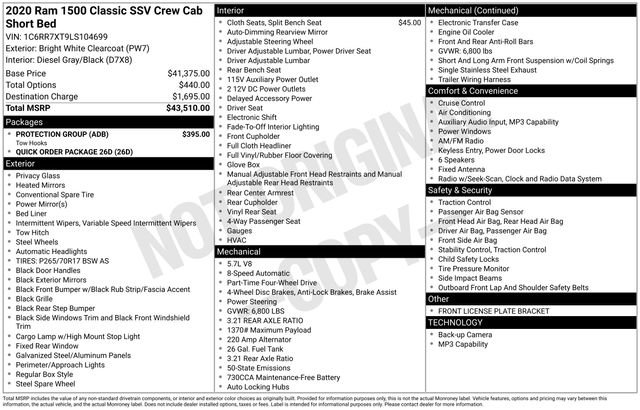 Used 2020 RAM 1500 4x4 Crew Cab Classic w/ Protection Group image 5