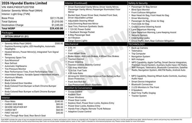 New 2026 Hyundai Elantra Limited FWD image 46
