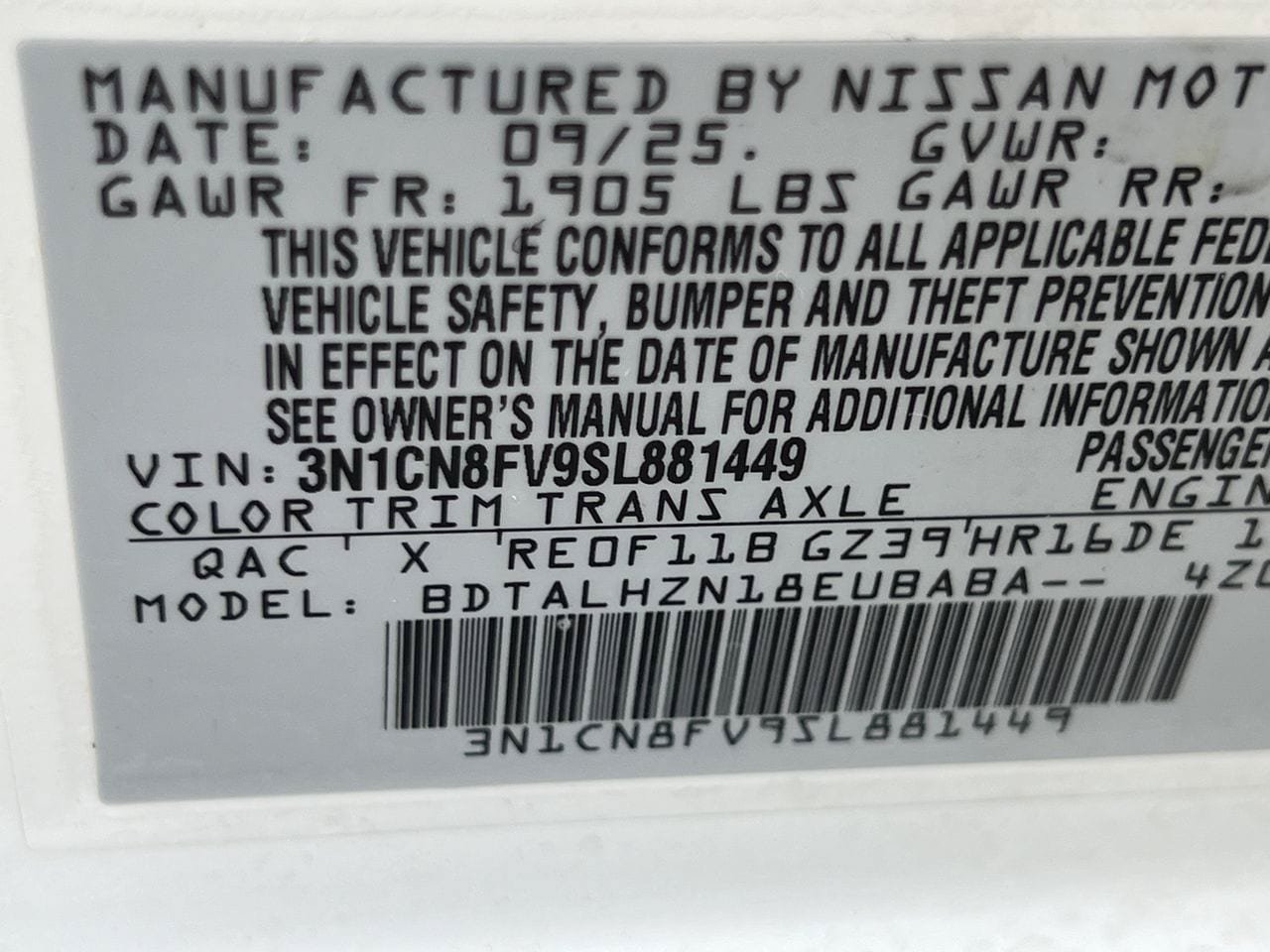 Certified 2025 Nissan Versa SR w/ Trunk Package FWD image 24
