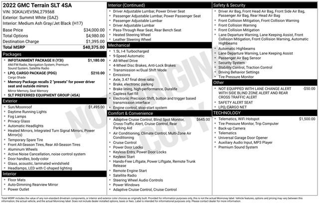 Used 2022 GMC Terrain SLT w/ Infotainment Package II AWD/4WD image 41