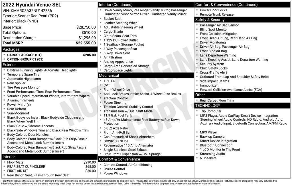 Used 2022 Hyundai Venue SEL w/ Cargo Package FWD image 4