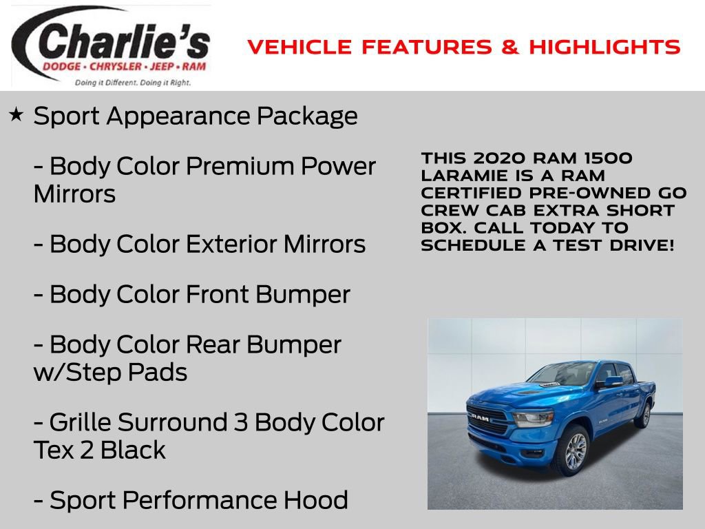 Certified 2020 RAM 1500 Laramie w/ Sport Appearance Package AWD/4WD image 20