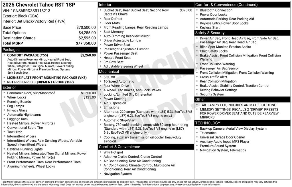 Used 2025 Chevrolet Tahoe RST w/ Comfort Package image 7