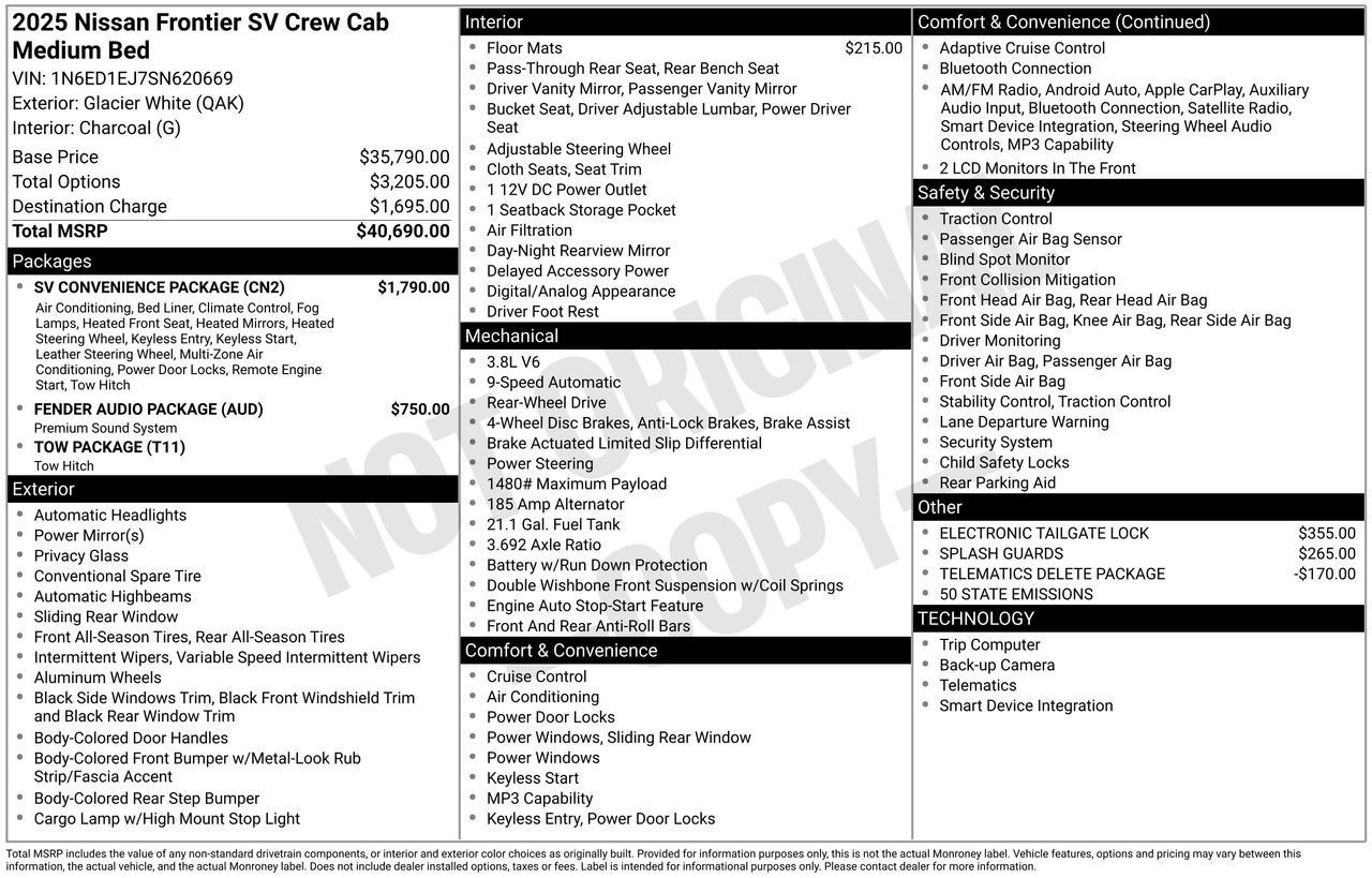 Certified 2025 Nissan Frontier SV w/ SV Convenience Package RWD image 33