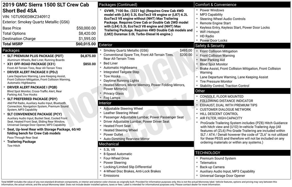 Used 2019 GMC Sierra 1500 SLT w/ SLT Premium Plus Package image 57