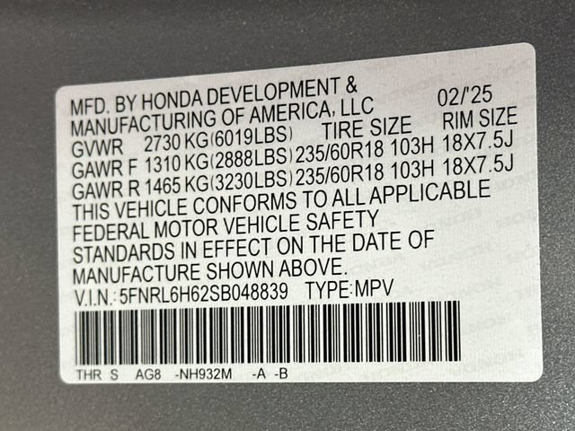 Certified 2025 Honda Odyssey EX-L image 37
