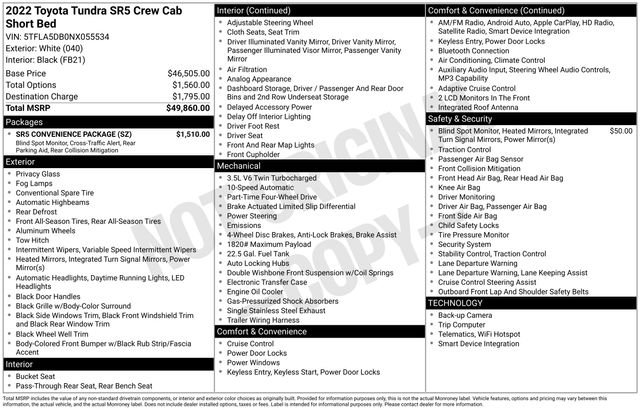 Used 2022 Toyota Tundra SR5 w/ SR5 Convenience Package AWD/4WD image 27