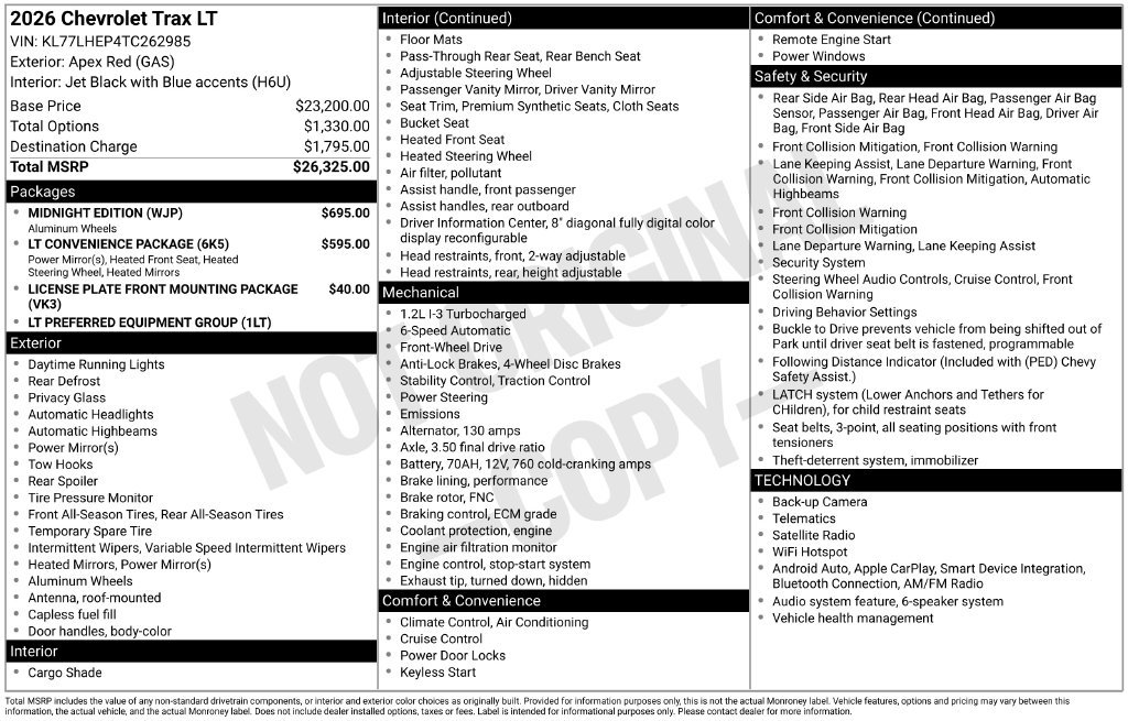 New 2026 Chevrolet Trax LT w/ Midnight Edition FWD image 38
