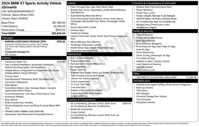 Used 2024 BMW X7 xDrive40i w/ Parking Assistance Package AWD/4WD image 29