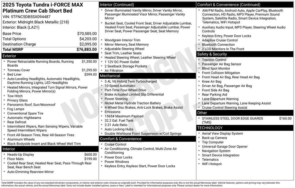 New 2025 Toyota Tundra Platinum AWD/4WD image 7